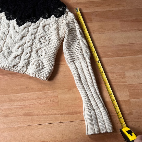 Zara Black / Cream cropped chunky cable knit turtleneck Sweater - Picture 8 of 9